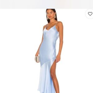 Atoir Light Blue Satin Midi Slip Dress